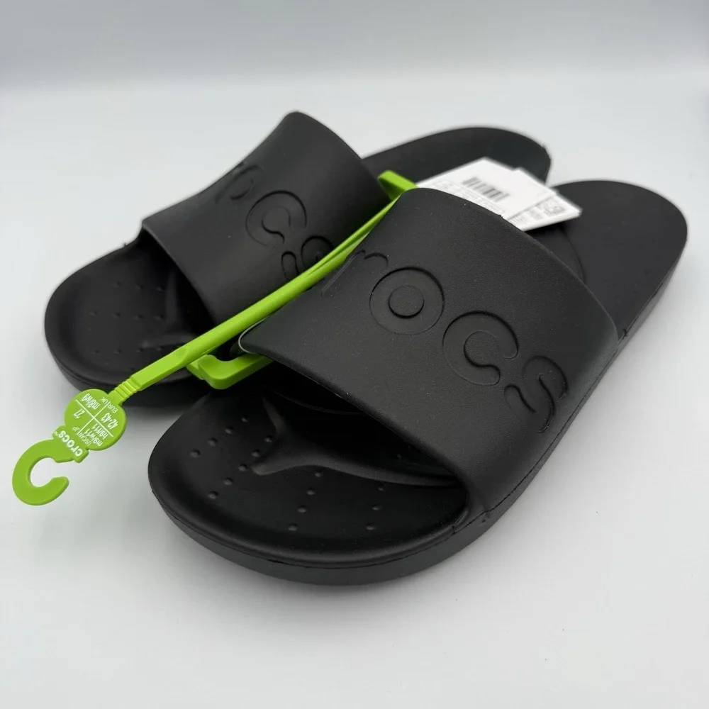 Crocs Slide Sandals Black Synthetic Slip On 210088-001 Men's Size 9/Woman's 11